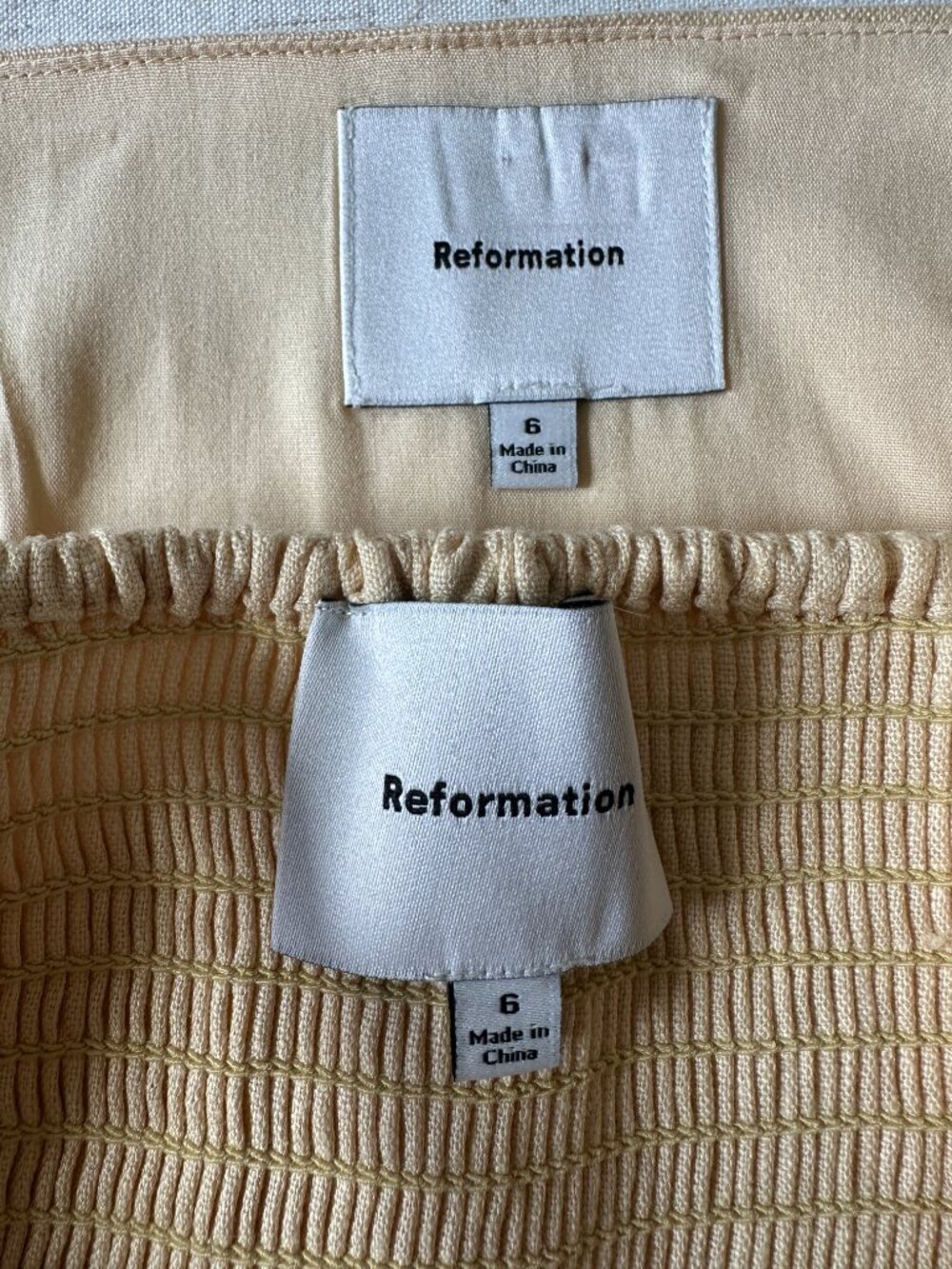 Reformation Juliet Linen Top + Ren Skirt Two Piece Set Parmesan Yellow Floral 6 - Picture 6 of 8